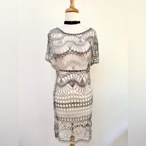 Beautiful Open Knit Arden B Swim Coverup Crochet M L Dress See Thru